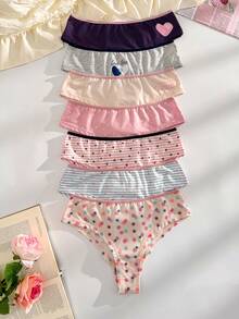 7条装女士印花舒适比基尼内裤 - 彩色 - 查看 3