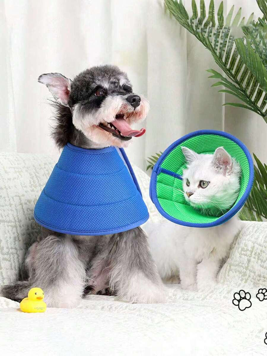 加厚款伊丽莎白宠物项圈,适用于猫狗 - 防咬、防啃咬、防抓挠保护项圈,用于护理和美容,也适用于狗狗 - 藍色 - 查看 1