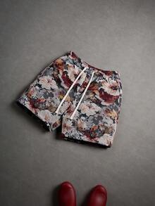 Manfinity Homme Men's Summer Floral Print Drawstring Waist Shorts, Vacation Style - Multicolor - View 3