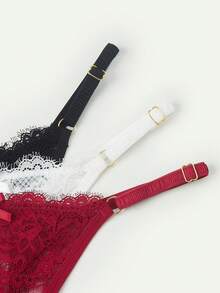 3 chiếc/gói quần lót ren cạp trễ cho nữ có họa tiết trái tim, giao ngẫu nhiên - Nhiều màu - Xem 4