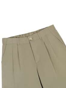 Manfinity Mode Pantaloni casual da uomo di colore unito con tasche, formali - Cachi - Visualizzare 5