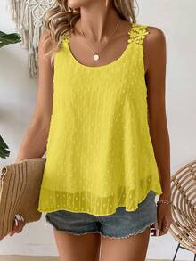 EMERY ROSE Blusa casual versátil de uso diario con estampado jacquard para mujer - Amarillo - Ver 5