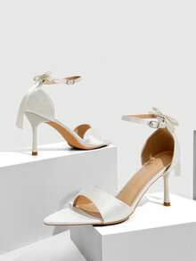 CUCCOO SZL Women's Pointed Toe Bowknot Strap High Heel Sandals, Sexy Elegant Stilettos For Summer, Suitable For Dress, Date, Afternoon Tea, Party, Wedding Summer Shoes - White - View 1