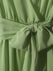 GlowEve New Arrival Spring/Summer Elegant Flowing Chiffon Dress For Women - Green - View 5