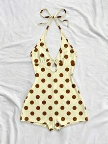 Soleia Women's Polka Dot Print Casual Halter Romper - Multicolor - View 3