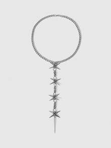 ROMWE Grunge Punk 1pc Fashionable Punk Style Rivet Decor Stainless Steel Long Necklace, Casual Street Wear - Multicolor - View 1
