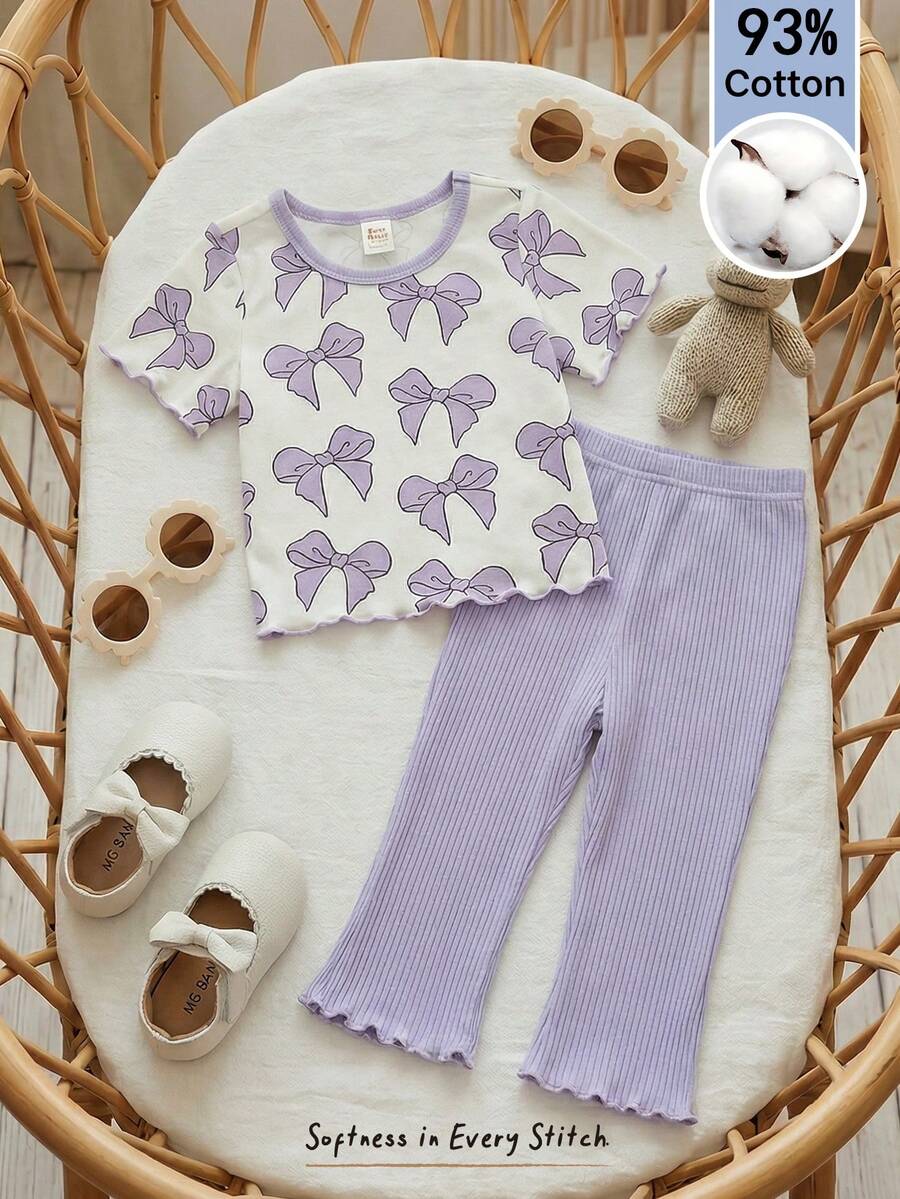 Cozy Pixies Bộ đồ 2 món cho bé gái: áo thun cổ tròn tay ngắn và quần cạp chun. - Nhiều màu - Xem 1