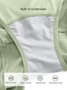 GLOWMODE 4'' VitalSwift Quick-Dry Multi-Pocket High-Rise Waist Adjustable Drawstring Waist Running Shorts With Built-In Anti-Odor Underwear Workout Running - Mint Green - View 4