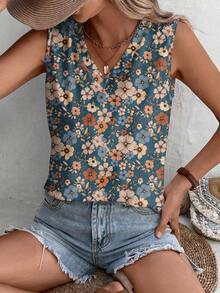 EMERY ROSE Áo gile nữ cỡ lớn họa tiết hoa nhí cổ điển, thích hợp cho mùa thu và mùa hè, phù hợp cho trang phục thường ngày ngoài trời. - Nhiều màu - Xem 6