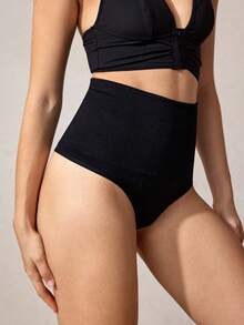 Veilyse Culotte gainante unicolore taille haute - Noir - Voir 6