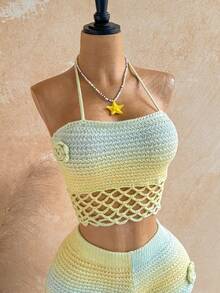 Soleia Bộ trang phục đi biển mùa xuân/hè mới, phong cách thường ngày, thích hợp cho kỳ nghỉ, đám cưới, lễ tốt nghiệp, tiệc brunch, ngày lễ Thánh Patrick, kỳ nghỉ xuân, lễ Phục sinh, lễ hội âm nhạc, thanh lịch, phong cách Boho, nhiệt đới, sang trọng, áo len nữ kẻ sọc ombre 2 mảnh. - Nhiều màu - Xem 5