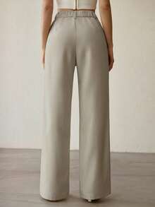 PREMIUM WOMEN'S ELEGANT SEAM FRONT SUIT PANTS - Champagne - View 2