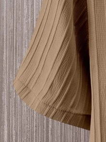 Manfinity Homme Conjunto casual de 2 piezas de camisa de manga corta con un solo bolsillo y pantalones cortos para hombre - Caqui - Ver 4