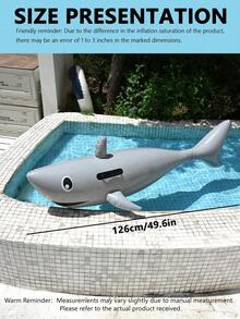 1PC Inflatable Grey Shark Shaped Floating Water Lounger, Perfect Summer Gift For Pool And Beach Party, Swimming Pool Raft Floating Recliner Fun And Relaxation During Vacation, Beach Essentials, Beach Accessories - Grey - View 2