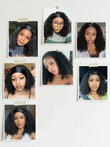 Density Pro 200% Density Kinky Curly Headband Bob Wigs Human Hair Curly Wig Machine Made Put On And Go Glueles Wigs For Daily Use - SNatural - View 4