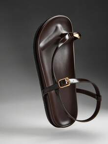 Denimoi Women's Comfortable Gold Metal Toe Ring Flat Sandals For Christmas - Chocolate Brown - View 6