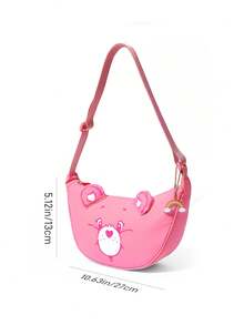 SHEIN X Care Bears 1 件装卡通图案印花装饰斜挎包，斜挎包，小包，适合旅行、通勤、外出等，适合学生、男女，图案为欢呼熊、分享熊 - 粉色 - View 8