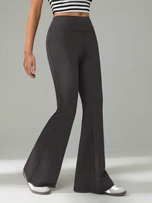 SHEIN Tall 女士纯色休闲高腰喇叭裤 - 燧石 - 查看 7