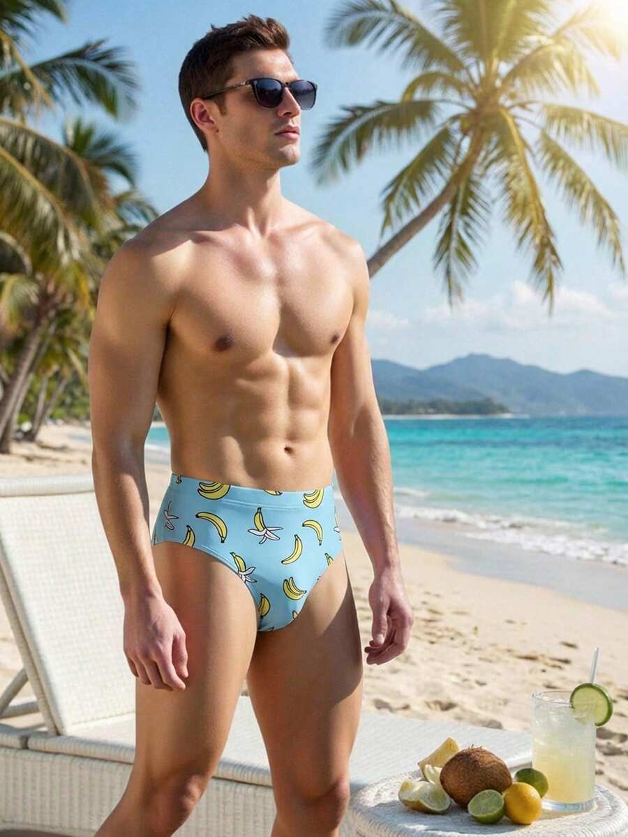 Manfinity Swimmode 2026 Spring & Summer Men's Elastic Waist Casual Vacation Beach Swim Trunks - Multicolor - View 1