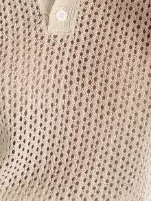 DAZY Áo dệt kim bóng, ôm sát, khoét lỗ, có cổ dành cho nữ - trắng - Xem 4