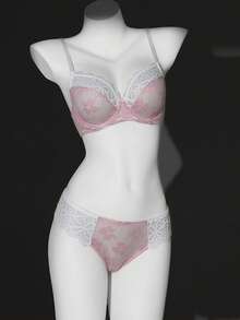 QuietHaus 2pcs/Set Lace Underwire Bra Set For Women - Baby Pink - View 7