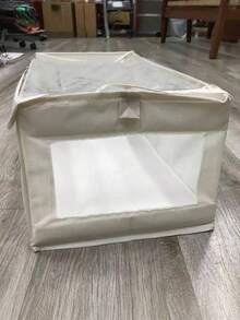 4Pcs Large Capacity Storage Basket: A Sturdy And Durable Fabric Storage Box Suitable For Organizing Clothes. It Is Equipped With A Transparent Observation Window And Features A Foldable Design For Easy Storage. Available In Beige And Gray, It Combines Clothing Organization, Storage, Folding Storage, And Storage With An Observation Window, Making It A Great Helper For Your Clothing Storage. - Multicolor - View 3