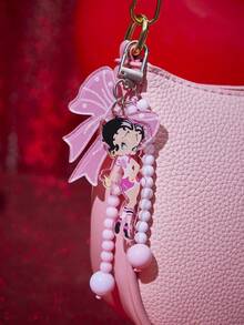 Betty Boop x SHEIN 1 Móc khóa hình nơ hồng đính hạt Betty Boop, mặt dây chuyền thắt nút, phụ kiện nhỏ xinh cho túi xách. - Nhiều màu - Xem 2
