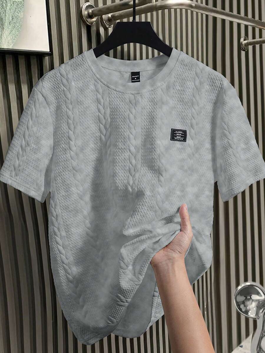 EGENSIO Camiseta de manga corta de cuello redondo casual para uso diario para hombres - Gris - Ver 1