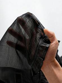 SHEIN EZwear 女士黑色梭织吊带背心，纽扣设计，荷叶边装饰 - 黑色 - 查看 7