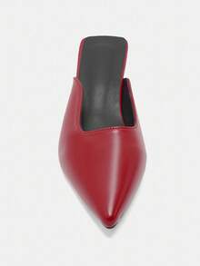 2026 Summer Pointed Toe Mule Slippers For Women, Low Heel Backless Sandals, Fashion Thin Heel Slip-On Shoes,Kitten Heels - Red - View 4