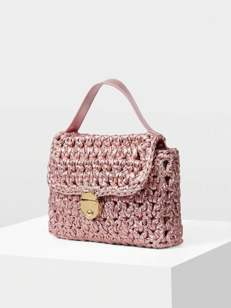 ADJUSTABLE BUCKLE STRAP WEAVE HANDBAG