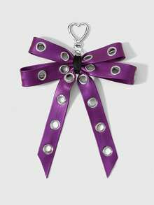 ROMWE 2 Multi-Specification Y2k Sweet And Cool Babes Temperament Fashion Heavy Industry Punk Dark Style Goth Purple Glossy Leather Metal Air Eye Hole Eye Double-Layer Bow DIY Love Keychain Bag Pendant, Combination Suit, Suitable For Women, Girls, Sisters, Girlfriends, Daily Wear, Holiday Gifts - Purple-29 - View 12