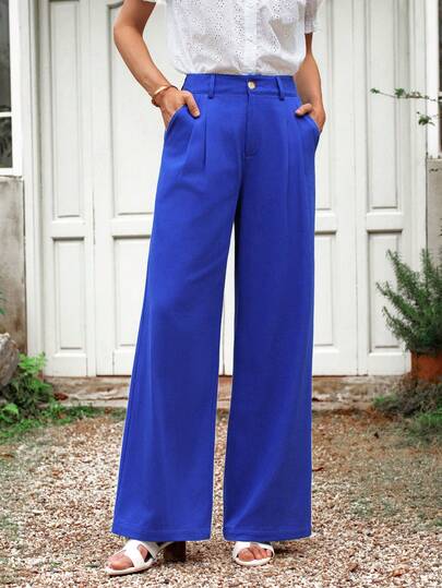 Dayvera 新款女士纯色修身直筒休闲裤