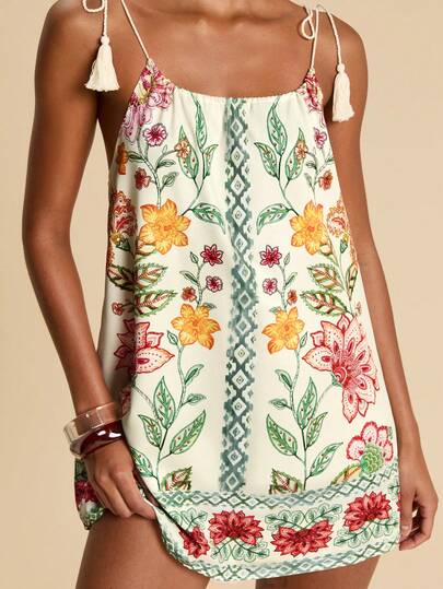 Travachic Cubre-todo casual con estampado floral sin mangas para mujer