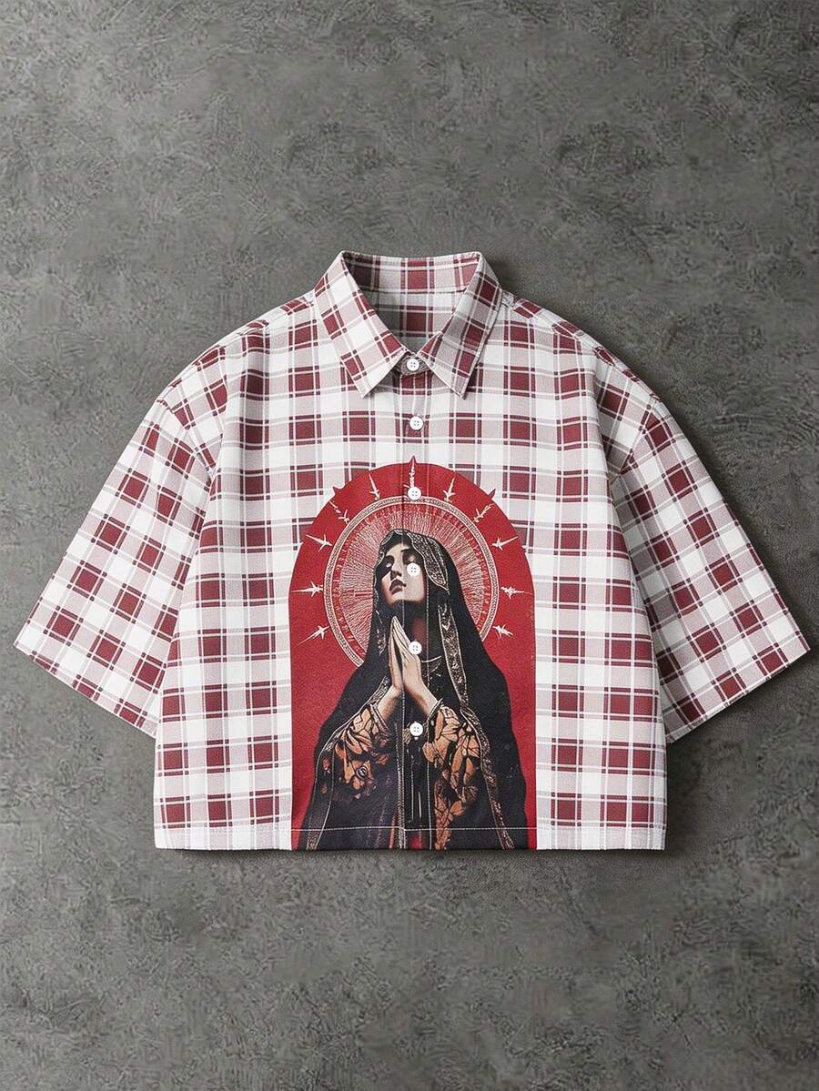 PAVTROS Men's Loose Fit Printed Short Sleeve Shirt