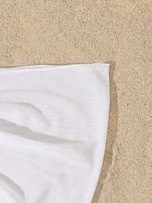 女童黑白两件套泳衣罩衫套装，含裙子和披肩，适合海滩度假，春夏休闲装 - 彩色 - 查看 4