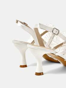 CUCCOO HITCHD Women's Elegant Mesh Ruffle Pointed Toe Pumps, Summer - White - View 5