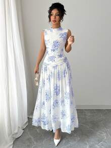 Modelyn Women's Elegant Commuter Sleeveless Dress - Blue - View 5