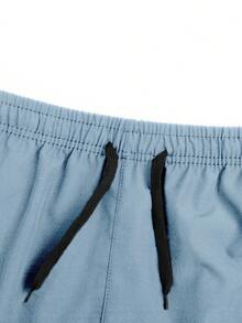 Manfinity Homme Quần short nam cạp chun, kiểu dáng thường ngày, đa năng, có dây rút. - Xanh lá cây Mù sương - Xem 5