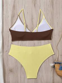 Swim Vcay Women's Summer Beach Colorblock Sexy Bikini Set - Multicolor - View 4