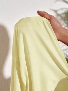 SHEIN Slayr 女士夏季度假纯色荷叶边无肩带连衣裙 - 淡黃色 - 查看 7