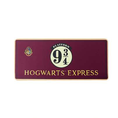 HARRY POTTER X SHEIN 哈利波特霍格沃茨特快列车9又3/4站台大号鼠标垫，红色底部印有学校标志，防滑游戏桌垫