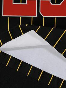 TOM & JERRY X SHEIN 男士休闲撞色条纹卡通字母印花T恤，夏季 - 白色 - 查看 5