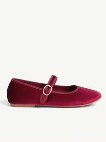 CUCCOO CHICEST Women Shoes Burgundy Velvet Belt Fashionable And Comfortable Spring And Autumn Flat Shoes - burgundy velvet - View 3