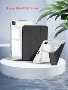 Ốp bảo vệ bằng acrylic trong suốt, tương thích với các dòng iPad Air 11 inch/13 inch M2/2025/M3, có chân đế gập hình chữ Y đa góc. Cũng tương thích với A16 thế hệ thứ 11/2024, Air 5, Air 4. Có khe cắm bút cảm ứng và hỗ trợ chức năng tự động bật/tắt màn hình - Màu đen. - màu đen - Xem 6