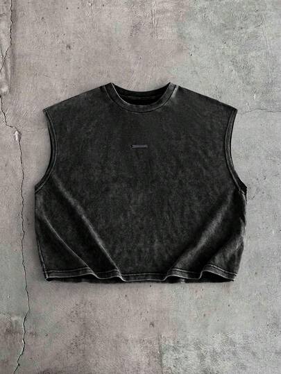 AXEPEAK Áo tank top cổ tròn nam mùa hè, chất liệu kim loại mài bóng, trang trí.