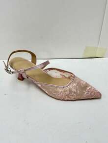 CUCCOO HITCHD 女士鞋履 女士法式裸粉色蕾丝尖头露跟鞋 小猫跟低鞋面 出席场合高跟鞋 - 粉色 - 查看 12