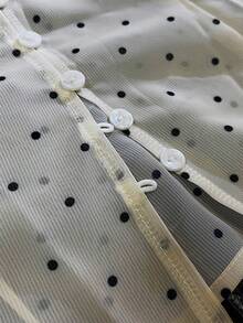 Airaco 女士波点印花纽扣设计休闲背心 - 杏色 - 查看 3