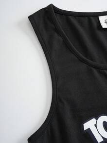 TOM & JERRY X SHEIN Áo tank top nữ cổ chữ V in hình hoạt hình, kiểu dáng thường ngày. - màu đen - Xem 4