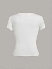 Sweetra Casual Sports Minimalist Commuter Versatile Slim Fit Women Short Sleeve Round Neck T-Shirt, Spring/Summer - Multicolor - View 6